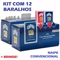 12 Baralhos Copag 139 Azul & Vermelho Generico Naipe Convencional 54 Cartas Alta Qualidade
