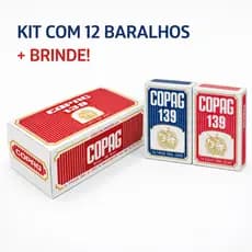 Kit 12 Baralhos Copag 139 Caixa Lacrada Azul & Vermelho 54 Cartas Alta Qualidade Truco Jogatina