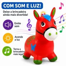 Cavalo Upa Upa Pocotó Inflável Musical Com Som Led Pula Pula Bebê Infantil INMETRO