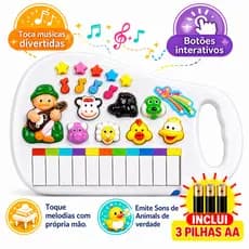 Piano Animais Infantil PILHAS Teclado Musical Som Fazendinha Animal Brinquedo Educativo