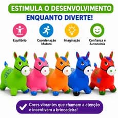 Brinquedo Cavalo Upa Upa Inflável Pocotó Com Som Musical Led Pula Pula Bebê Infantil INMETRO
