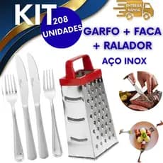 JOGO 208 GARFOS FACAS RALADOR INOX RESISTENTE TALHER PARA VIAGEM CHURRASCO RALADOR PARA QUEIJOS