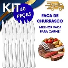 30 FACAS COM CABO DE SERRINHA INOX RESISTENTE DE MESA CHURRASCO ALMOÇO