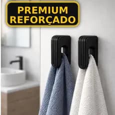 Gancho Porta Toalha Adesivo Preto Reforçado Premium Travamento Automático | Suporte Parede Sem Furar Banheiro