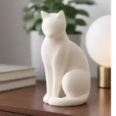 scultura Gato Minimalista Decorativo Premium | Enfeite Sala Quarto Mesa | Estilo Nórdico