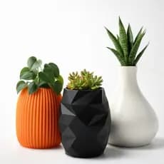 Kit 3 Vasos Decorativos Modernos Minimalistas para Plantas e Interiores - Sala, Quarto e Escritório