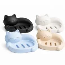 Porta Sabonete Gatinho Decorativo com Drenagem | Saboneteira Moderna Minimalista para Banheiro