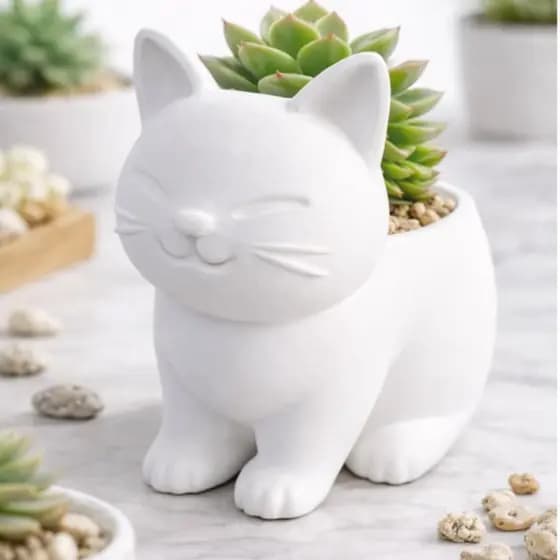 Vaso de Gato para Suculentas | Vaso Gatinho Decorativo | Vaso Fofo para Plantas