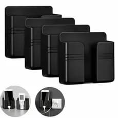 4 Suporte De Celular Parede Para Carregar Multiuso Preto Controle Plástico Organizador