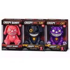 Kit 3 Peças Boneco Colecionável Creepy Bunny/Dog/Cat Terror Fofo Art Toy" Decorativo estilo poppy