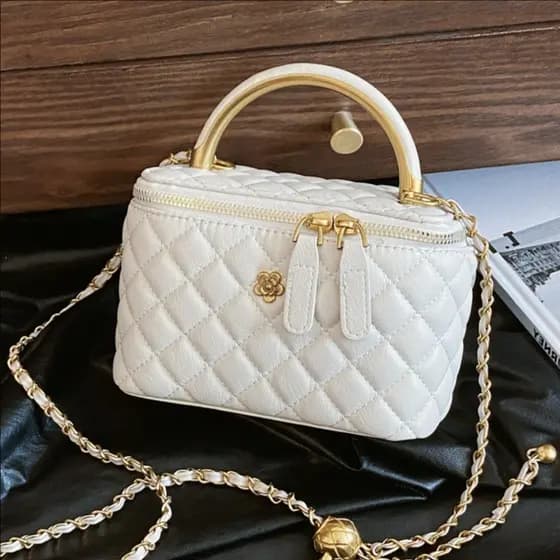 ⭐ ⭐ ⭐ ⭐ ⭐ Bolsa Vintage de Mão Estilo Balde para Mulheres, Novo Estilo 2025, Bolsa de Ombro Acolchoada Inspirada na Chan