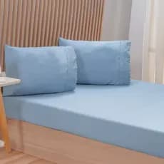 Kit Jogo Cama Lençol Queen 3 Peças Percal 200 Fios Bordado Inglês Lese Com Elástico Toque Macio Luxo