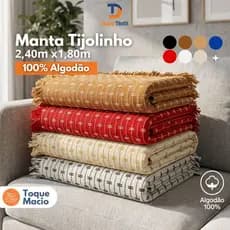 Manta para Sofá Tijolinho Grande 2,40m x1,80m 100% Algodão Decorativa Toque Macio Várias Cores