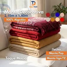 Manta Pop Decorativa para Sofá 2,10m x 1,40m 100% Algodão Tipo Capa Protetora Decoração Macio