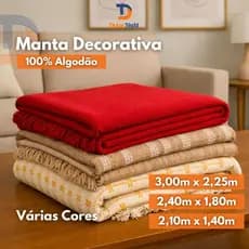 Manta para Sofá Tijolinho Gigante Decorativa Premium Algodão Vários Tamanhos