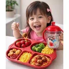 Kit Alimentação Infantil – Prato Dividido + Copo com Alça Turma da Monica
