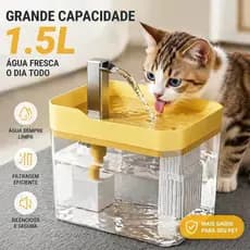 Bebedouro Automático para Gatos e Cães: Circulação de Água com Filtro de 1,5 Litro