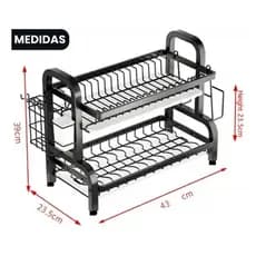 Escorredor de Louça Duplo com Porta Talheres e Bandeja – 43cm