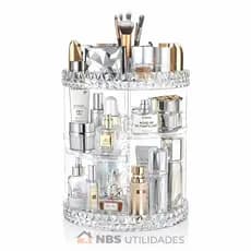 Organizador de Maquiagem Acrílico Transparente Giratório 360° – Porta Cosméticos Premium