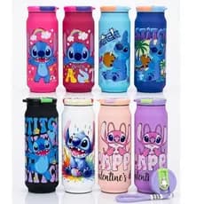 Garrafinha Infantil  Garrafa Térmica Aço Inoxidável 600ml Tampa Rosca Alça Stitch