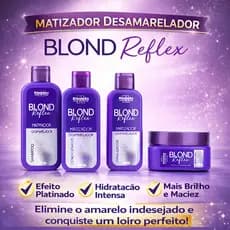 Kit BlondReflex Matizador Desamarelador Rhenuks 4 Produtos Shampoo Condicionador Finalizador Máscara