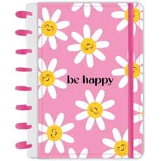 Caderno tipo Inteligente Capa Dura Be Happy Rosa - Caderno Infinito