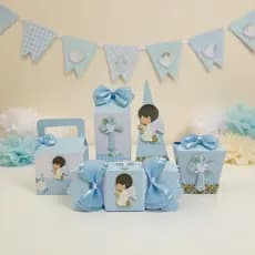 Kit Festa Batizado Menino Azul e Branco – Lembrancinhas Personalizadas - Aniversário - Kit 25 Lembrancinha PEGUE MONTE