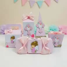Kit 25 peças - Festa Batizado Anjinha Menina Rosa e Branco, Lembrancinhas Personalizadas - PEGUE E MONTE - DESMONTADO