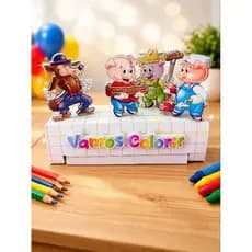 10 KIT de lembrancinhas personalizada, caixa rolo infantil de colorir três porquinhos, Lembrancinha de Festa