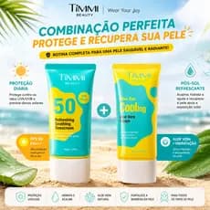 Kit Protetor Solar FPS 50 + Pós-Sol Aloe Vera TIMMI BEAUTY Hidratação Profunda, Toque Leve Não Oleoso e Ação Calmante