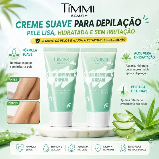 Kit 2 Creme Depilatório TIMMI BEAUTY Suave e Indolor com Aloe Vera Centella e Camomila Hidratação e Pele Lisa