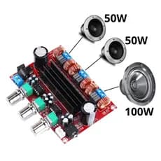 Tpa3116 Placa 2.1 Canais Amplificadora De Potência com Subwoofer 2x50W+100W DC 12-24V