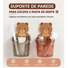 Suporte Parede Urso Acrílico Sem Furos Adesivo Forte Porta Escova Pasta Dente Multiuso Organizador Banheiro Cores Sortid