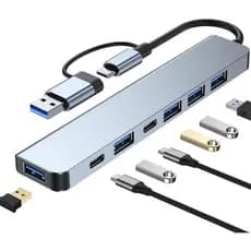 Hub USB-C 7 em 1 Adaptador Multiporta Tipo-C USB 3.0 PD Carregamento Rápido Extensor Para MacBook PC