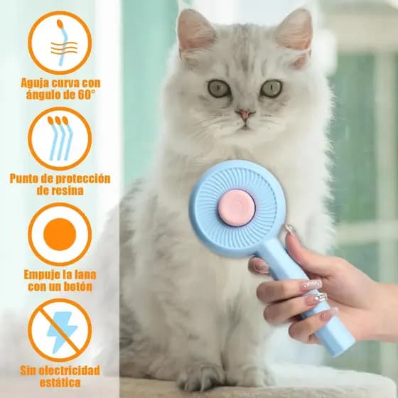 Escova Removedora de Pelos Cães e Gatos Aço Inox Flexível e Borracha Pente Massageador Pet Profissional