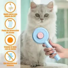 Escova Removedora de Pelos Cães e Gatos Aço Inox Flexível e Borracha Pente Massageador Pet Profissional