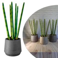 Planta Artificial Lança de São Jorge 6 Hastes com Vaso Marmorizado Decorativo