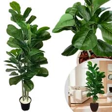 Planta Artificial Ficus Lyrata Realista Toque Real Árvore Decorativa para Sala e Escritório