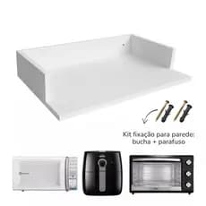 Nicho Suporte MDF 50X40 Microondas Airfryer Impressora Cozinha Parede Branco