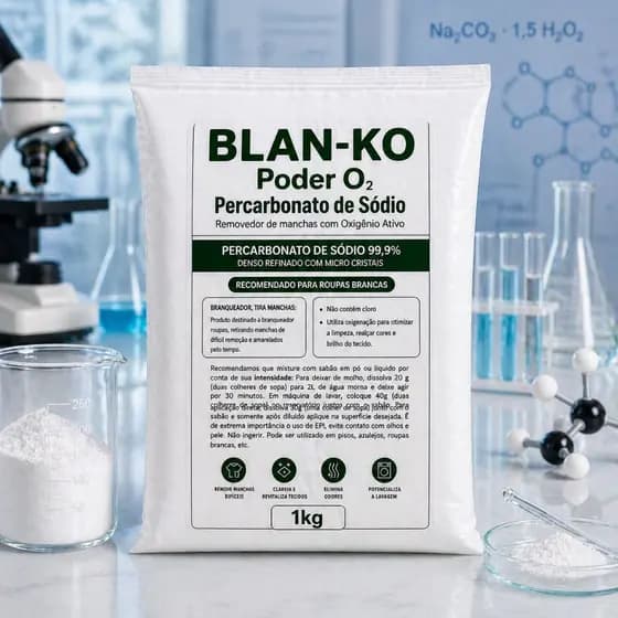 Percarbonato de Sódio 1kg Original Limpeza Remove Manchas Desinfeta e Clareia Roupas Brancas - BLANKO