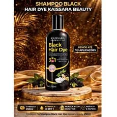 Kaissara Beauty Shampoo Black Hair Dye 250ml Efeito Preto Intenso 3 em 1