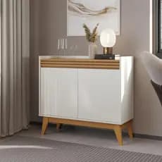 Aparador Buffet Ripado Alonso Cantinho do Café 2 Portas com Pés de MDF 92cm - LOJAS CEF