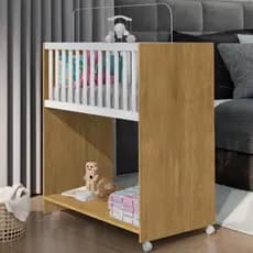 Mini Berço com Colchão 2 em 1 Baby Compacto unissex para Quarto de Bebê Branco Rosa Madeirado - Lojas CeF