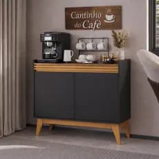Aparador Cantinho do Café 92cm Alonso Ripado com 2 Portas e Pés de Madeira - Buffet das Lojas Correia e Ferreira