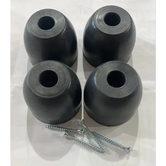 KIT COM 4 PÉS PLASTICO PRETO + PARAFUSOS PARA SOFÁ PUFF BANCO COMODAS MESA DE CABECEIRA - LOJAS CEF