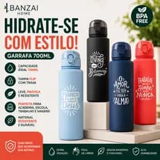 Garrafa Plástica 700ML Tampa Flip | Squeeze Academia Escola Fitness Água
