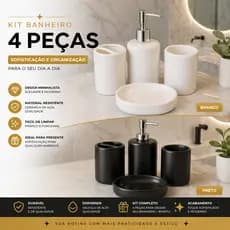 Kit Banheiro 4 Peças Luxo Cerâmica Dispenser 380ml