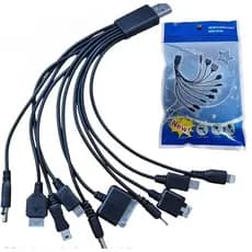 Cabo USB Universal Multi Carregador 10 Em 1 by -1001 Multi Entradas Carga