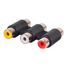 Emenda Rca X Rca Tripla Fêmea Extensor Cabo Video E Áudio