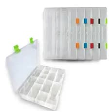 Estojo Rochel Pesca Box 30 para isca artificial anzol e chumbada com Fundo e Tampa Transp com travas colorida 16 Div